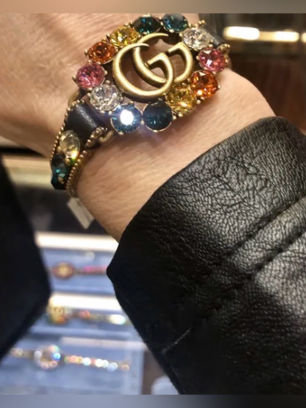 Gucci Gold Double G Multicolor Crystal Bracelet - Picture 5 of 5